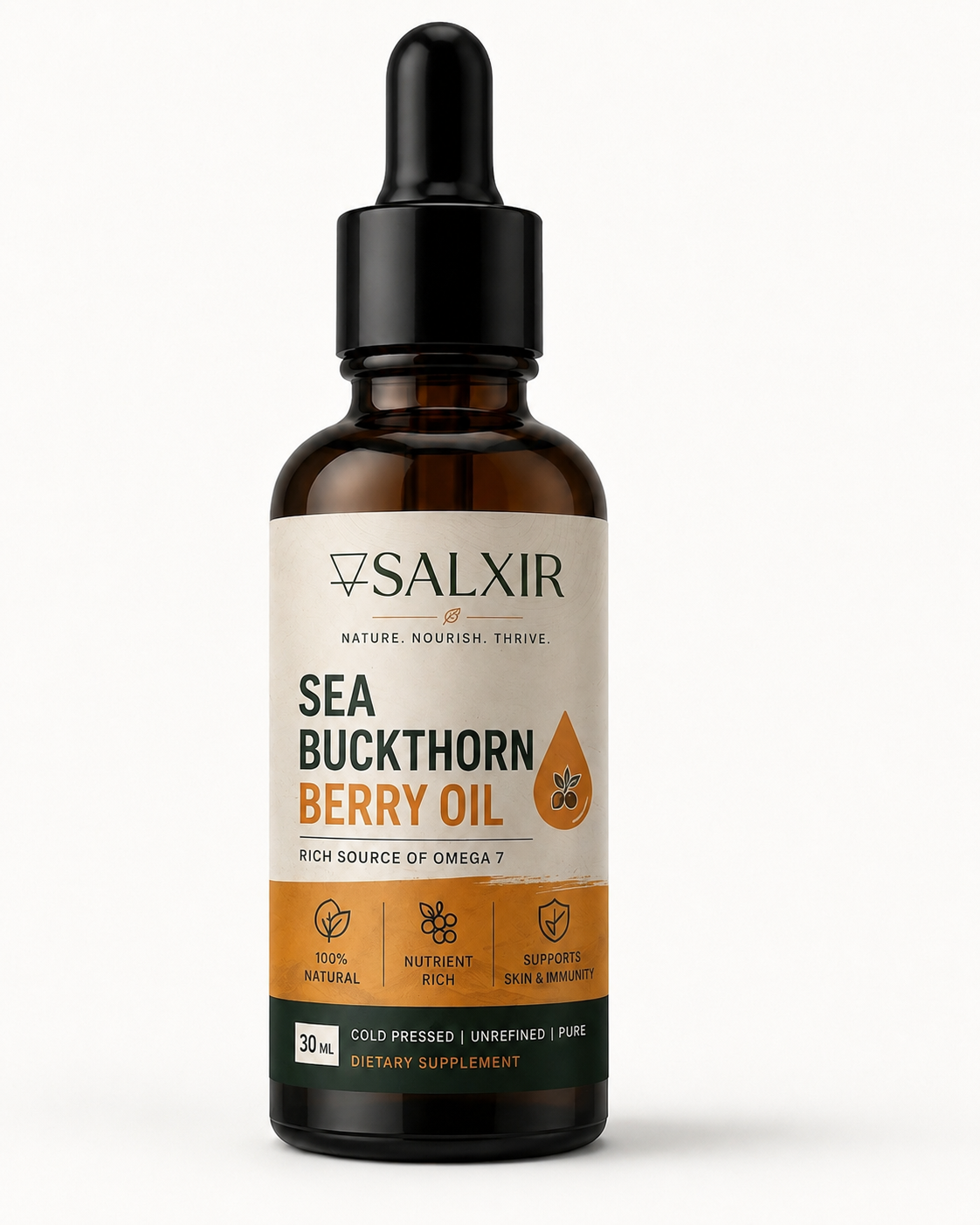Salxir Sea Buckthorn Berry Oil dropper detail