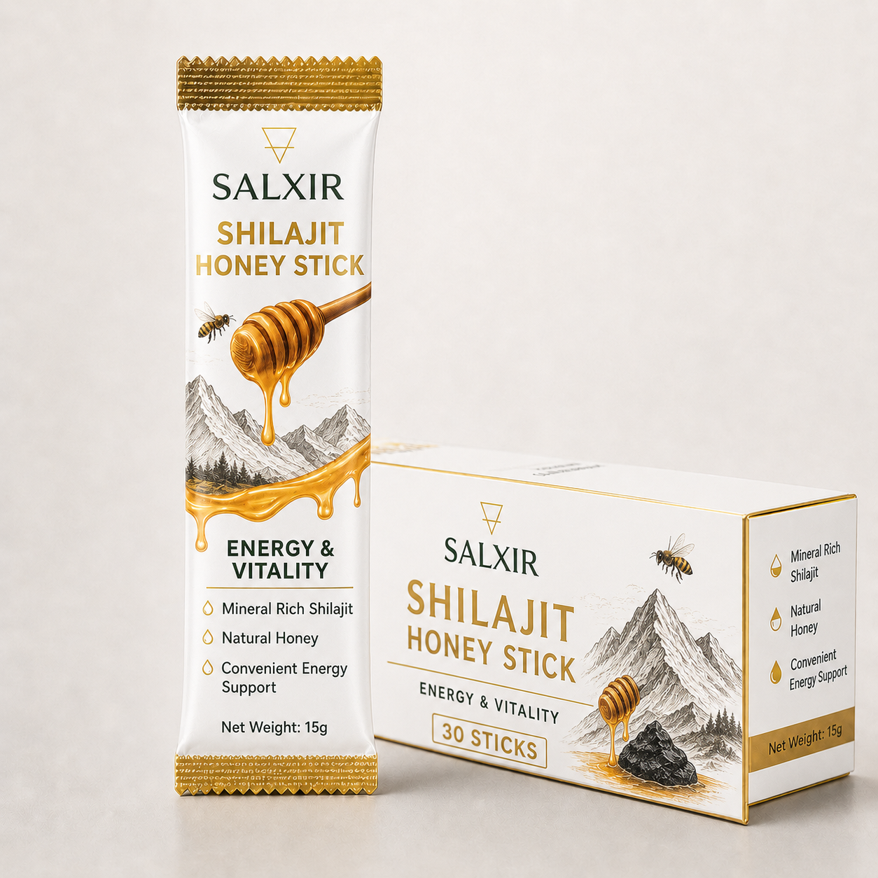 Salxir Shilajit Honey Sticks, 30 sticks